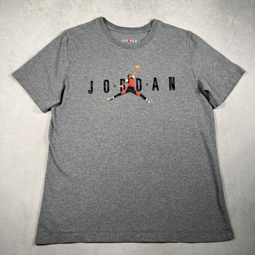 Nike Air Jordan T Shirt Mens Large Gray Jumpman Photo Graphic Tee BQ6736